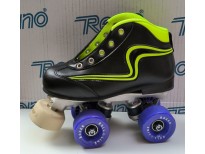 Patins complets "Initiation" noir & jaune fluo & platines ALU R1 + roues BOXER